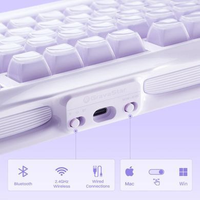 Клавіатура механічна GravaStar Mercury K1 80keys, GravaStar x Kailh Cheery Pink, EN, BT/WL/USB, Lavender Purple (GSK1_PL) [114424]