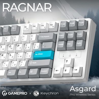 Клавіатура бездротова GamePro Asgard Ragnar Keychron Super Red Switch White (MK285WH) [616004]