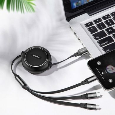 Кабель Baseus Golden Loop Three-in-One Elastic Data Cable USB for M+L+T 3.5A 1.2m Black (CAMLT-JH01) [803306]