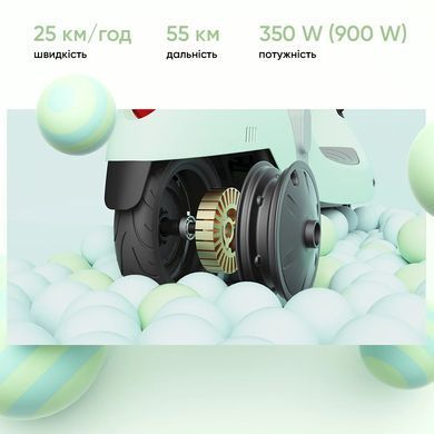 Електросамокат з сидінням OKAI Ceetle PRO EA10C Mint Green 10', 350(900)W, 25Km/h, 10.4Ah, 55Km, 20%,NFC, App, 29kg (EA10C-MG) [800005]
