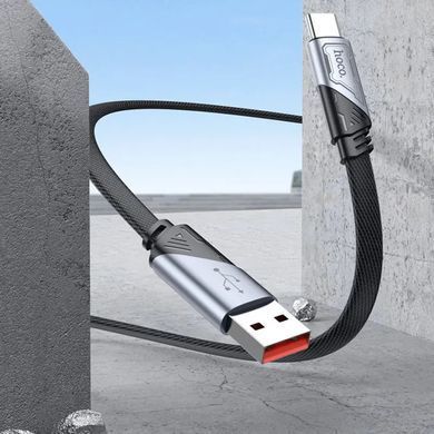 Кабель HOCO U119 USB to Type-C 5A, 1.2m, nylon, aluminum connectors, Black (6942007605007) [803255]