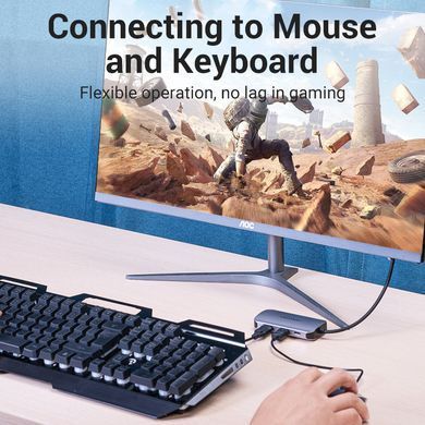 Хаб USB 3.1 Type-C -> 4хUSB 3.0/ Type-C PD 100W 5-in-1 Vention (TNBHB) [405758]