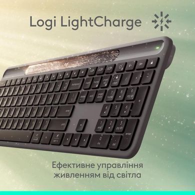 Клавіатура бездротова LOGITECH Slim Solar+ for Business - GRAPHITE - US INT'L - 2.4GHZ/BT - INTNL-973 - UNIV (920-013779) [503924]