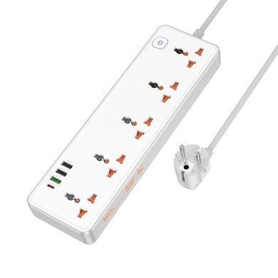 Мережевий подовжувач HOCO AC14A Rico 5-position socket(PD30W/1C3A) White (6942007607186) [802776]