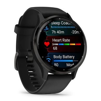 Смарт-годинник Garmin Venu 3 Slate Stainless Steel Bezel with Black Case and Silicone Band (010-02784-51) [604509]