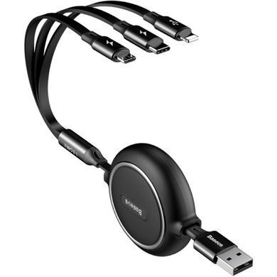 Кабель Baseus Golden Loop Three-in-One Elastic Data Cable USB for M+L+T 3.5A 1.2m Black (CAMLT-JH01) [803306]