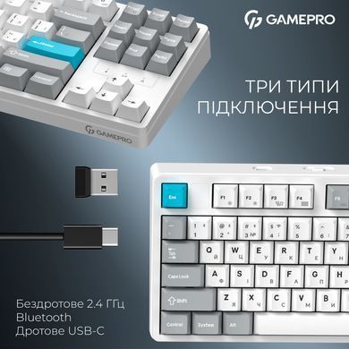 Клавіатура бездротова GamePro Asgard Ragnar Keychron Super Red Switch White (MK285WH) [616004]