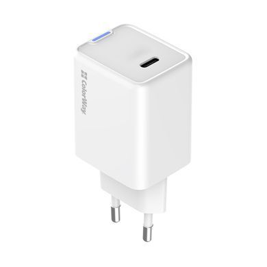 Мережевий зарядний пристрій ColorWay GaN Mini 45W PD Port PPS USB-C White (CW-CHS057PD-WT) [603373]