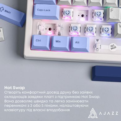 Клавіатура Ajazz AK870 V2 Flying Fish Switch White USB-C (AK870-V2-FF-BWB) [618096]