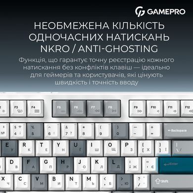 Клавіатура бездротова GamePro Asgard Ragnar Keychron Super Red Switch White (MK285WH) [616004]