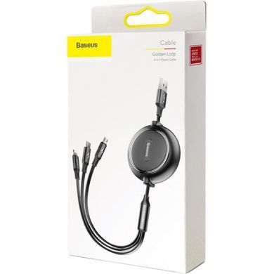Кабель Baseus Golden Loop Three-in-One Elastic Data Cable USB for M+L+T 3.5A 1.2m Black (CAMLT-JH01) [803306]