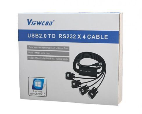 Кабель Viewcon USB - 4хCOM (M/M), (9+25pin), 1.4 м, Black (VE671) [604095]