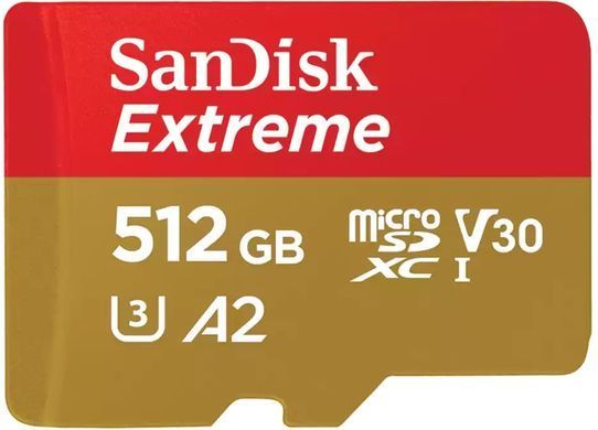 Карта пам'яті SanDisk microSD 512GB C10 UHS-I U3 R190/W130MB/s Extreme V30 (SDSQXAV-512G-GN6MN) [110036]