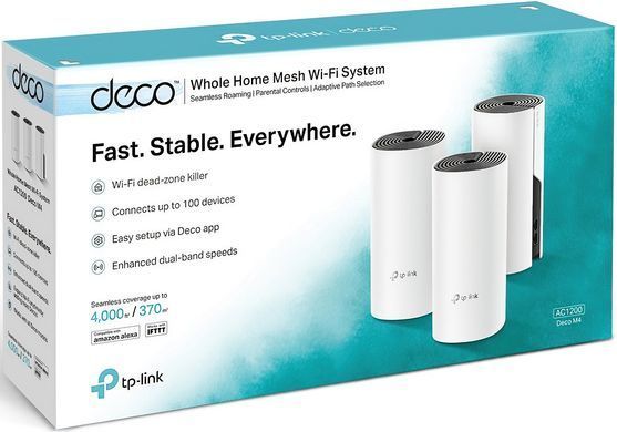 Система WiFi-Mesh TP-LINK Deco E4 AC1200, 2xFE LAN/WAN, 3мод (DECO-E4-3-PACK) [104466]