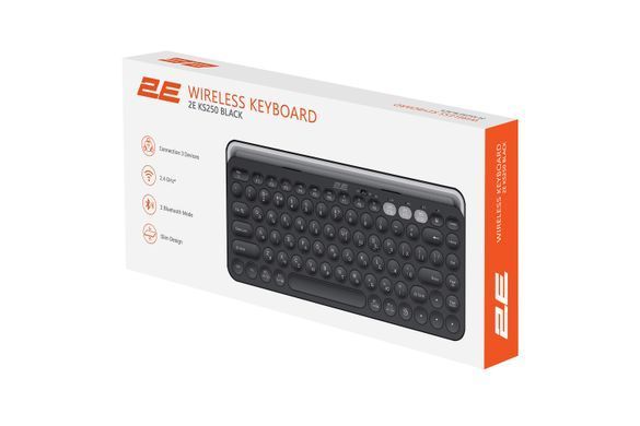 Клавіатура мембранна 2E KS250 84key, WL/BT, EN/UK, чорно-сірий (2E-KS250WBK_UA) [103588]