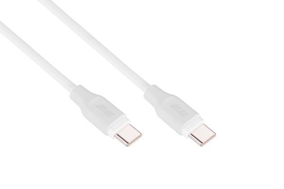 Кабель USB-C > USB-C заряджання/синхронізації 2E 1м, 60Вт Type-C, Glow, білий (2E-CCCC-WH) [111735]