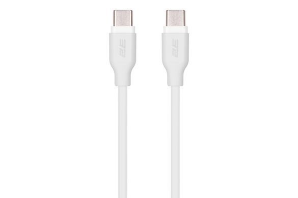 Кабель USB-C > USB-C заряджання/синхронізації 2E 1м, 60Вт Type-C, Glow, білий (2E-CCCC-WH) [111735]