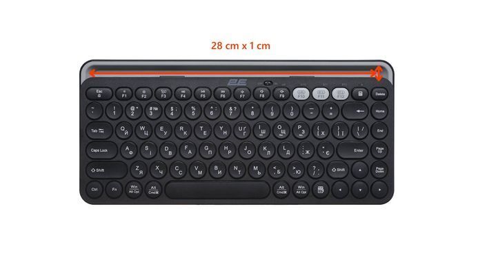 Клавіатура мембранна 2E KS250 84key, WL/BT, EN/UK, чорно-сірий (2E-KS250WBK_UA) [103588]