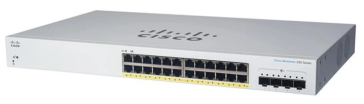 Cisco Комутатор CBS220 Smart 24-port GE, PoE, 4x1G SFP (CBS220-24P-4G-EU)