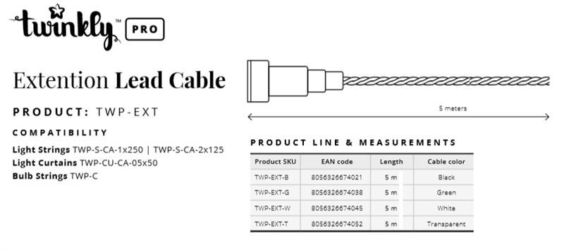 Подовжувач кабелю Twinkly Pro AWG22 PVC кабель (TWP-EXT-B)