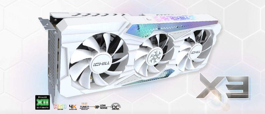 Відеокарта INNO3D GeForce RTX 4060 Ti 8GB GDDR6 ICHILL X3 WHITE білий (C406T3-08D6X-17113280)