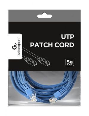 Патч-корд UTP Cablexpert літий, 50u "штекер із засувкою, 5 м, синій (PP12-5M/B) [611796]