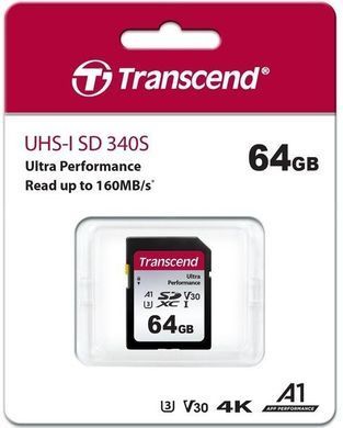 Карта пам'яті Transcend SD 64GB C10 UHS-I U3 R160/W50MB/s 4K (TS64GSDC340S) [110178]