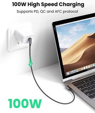 Кабель USB 2.0 Type-C M-M, 2 м, 90&deg;, 100W Косм. Сірий US335 UGREEN (70698) [402398]