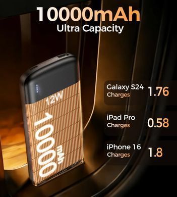 УМБ Choetech 10000mAh 12W USB-A,USB-C чорна (B850-ACBK) [405475]