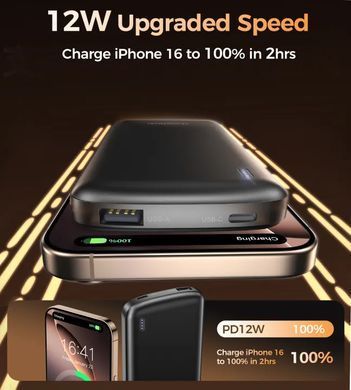 УМБ Choetech 10000mAh 12W USB-A,USB-C чорна (B850-ACBK) [405475]