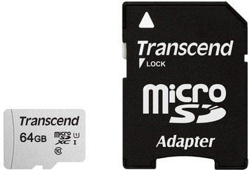Карта пам'яті Transcend microSD 64GB C10 UHS-I R100/W20MB/s + SD (TS64GUSD300S-A) [108894]