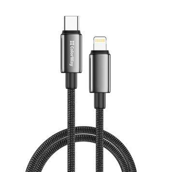 Кабель ColorWay USB Type-C - Lightning (M/M), zinc alloy braided, 3А, 2 м, Black (CW-CBPDCL099-BK) [619969]