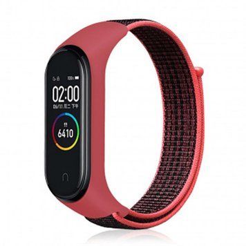 Ремінець BeCover Nylon Style для Xiaomi Mi Smart Band 5/Mi Smart Band 6 Black/Red (705416) [604617]