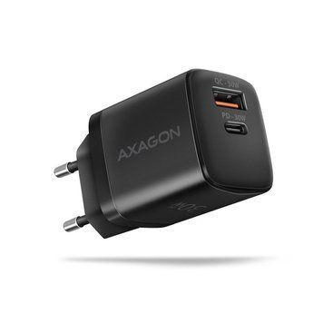 Мережевий зарядний пристрій AXAGON, QC3.0,4.0/AFC/FCP/PPS/Apple + PD type-C, 30W, Чорний (ACU-PQ30) [503000]