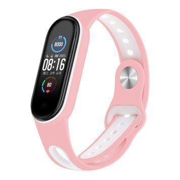 Ремінець BeCover Sport Style для Xiaomi Mi Smart Band 5/Mi Smart Band 6/Mi Smart Band 7 Pink-White (705173) [604602]