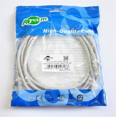 Патч-корд литий, UTP, RJ45, Cat.5e, 3m, сірий (4718) [610068]