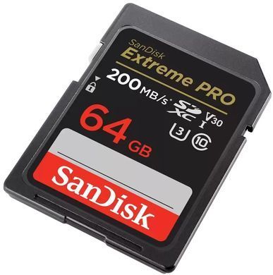 Карта пам'яті SanDisk SD 64GB C10 UHS-I U3 R200/W90MB/s Extreme Pro V30 (SDSDXXU-064G-GN4IN) [110038]