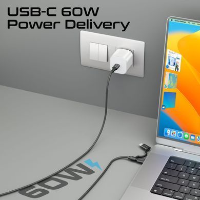 Кабель Promate USB Type-C - USB Type-C Lightning (M/M), 3A, 60W, 1.2 м, Black (powerlink-cci.black) [604429]