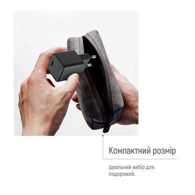 Мережевий зарядний пристрій ColorWay GaN Mini 25W PD Port PPS USB-C Black (CW-CHS052PD-BK) [603375]