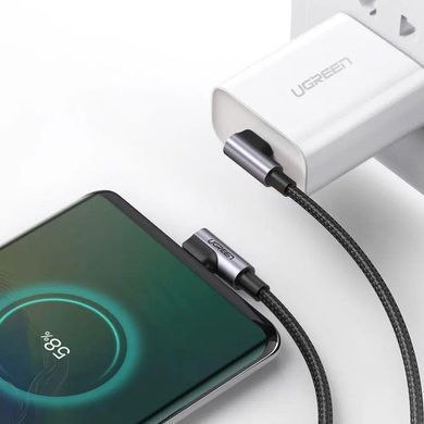 Кабель USB 2.0 Type-C M-M, 2 м, 90&deg;, 100W Косм. Сірий US335 UGREEN (70698) [402398]