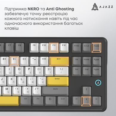 Клавіатура Ajazz AK870 V2 Flying Fish Switch Black USB-C (AK870-V2-FF-BGY) [618097]