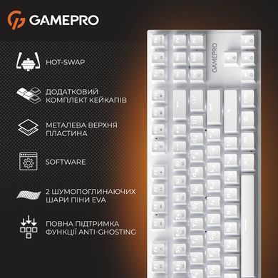 Клавіатура GamePro Genesis Joker Outemu Red Swithes USB White (MK124W) [615504]
