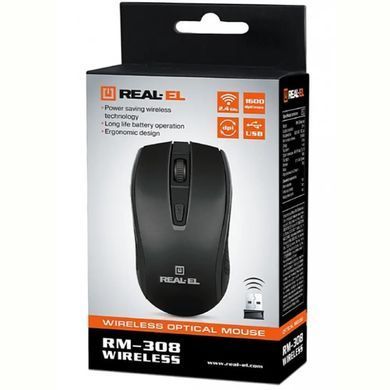 Миша бездротова REAL-EL RM-308 Black (EL123200033) [606402]