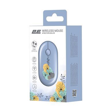 Миша 2E MF300 FLORA:MALLOW Silent WL BT, синій (2E-MF300WFLORABL) [104089]