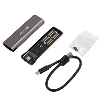 Зовнішня кишеня Maxxter M.2 NVMe PCIe, USB 3.1 Type-C Gen2, Metal, Black (EHDE-2280S-02) [620076]