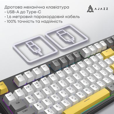 Клавіатура Ajazz AK870 V2 Flying Fish Switch Black USB-C (AK870-V2-FF-BGY) [618097]