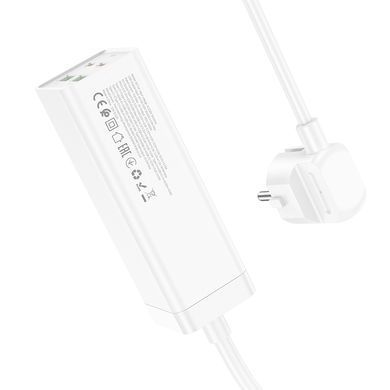 Мережевий подовжувач HOCO AC10A Barry PD65W GaN (2C2A with 1 socket) desktop charger White (6942007601689) [802777]