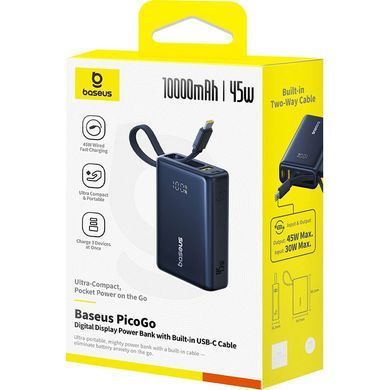 Зовнішній акумулятор Baseus PicoGo Digital Display Power Bank 10000mAh 45W Cosmic Black (P10076803123-00) [806194]