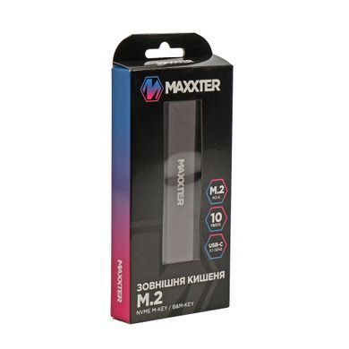 Зовнішня кишеня Maxxter M.2 NVMe PCIe, USB 3.1 Type-C Gen2, Metal, Black (EHDE-2280S-02) [620076]
