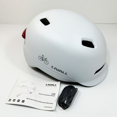Захисний шолом Livall C20 (L) White (57-61см), сигнал стопів (LIV-000C20-4342) [800029]